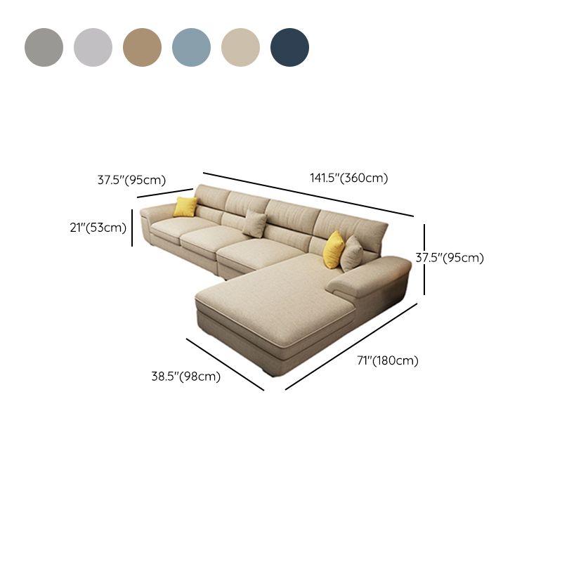 Nordic Cushions Stationary Fabric Living Room Recessed Arm Sofa