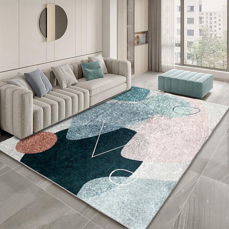 Gray Modern Rug Polyester Color Piece Rug Stain Resistant Rug for Living Room