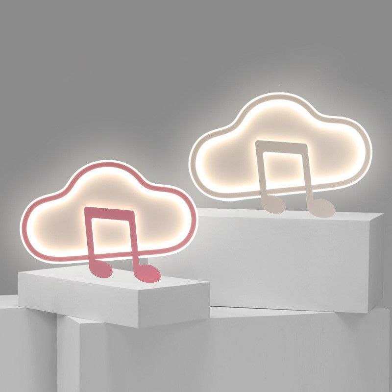 Nuage et musique Note de musique Bédouiller Légère Acrylique Macaron LED Flush Ceiling Light Fixture