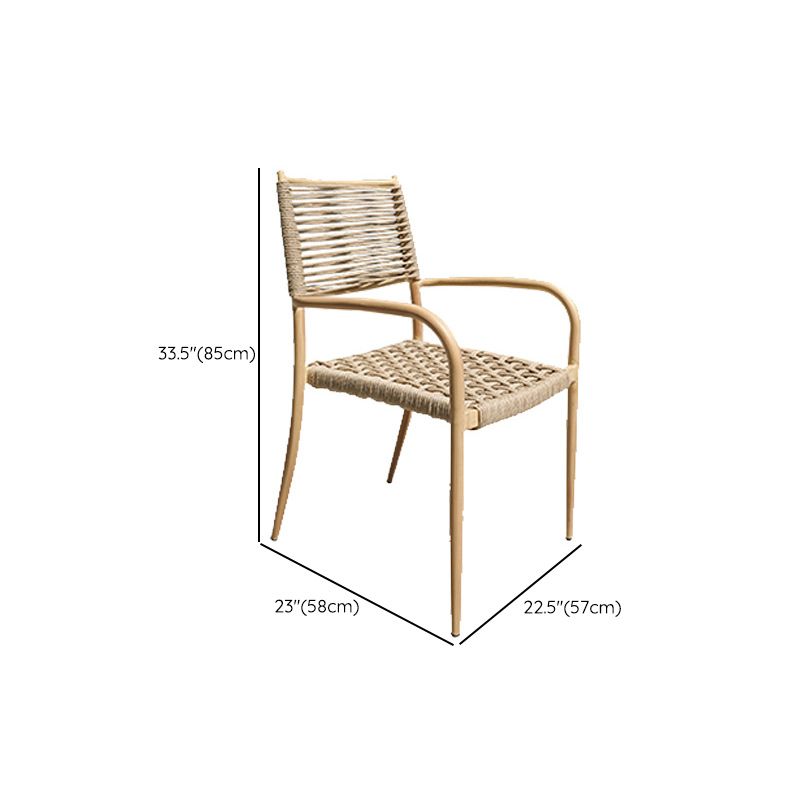 Contemporary Natural Patio Dining Side Chair with Faux Rattan Back