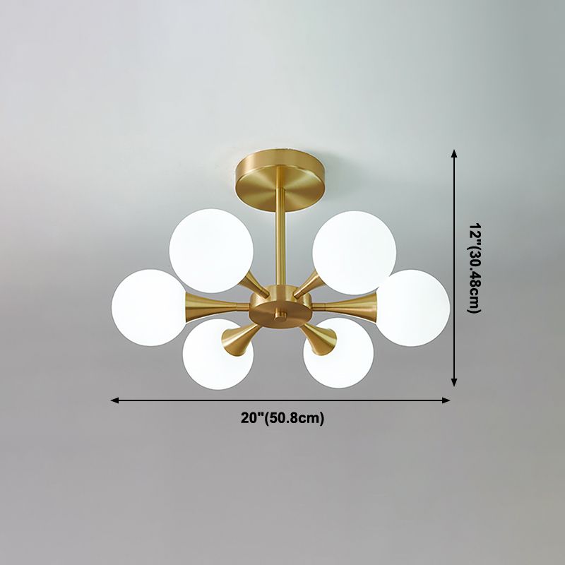 Modern Sputnik Ceiling Light Glass Shade Flush Mount Light for Bedroom Living Room