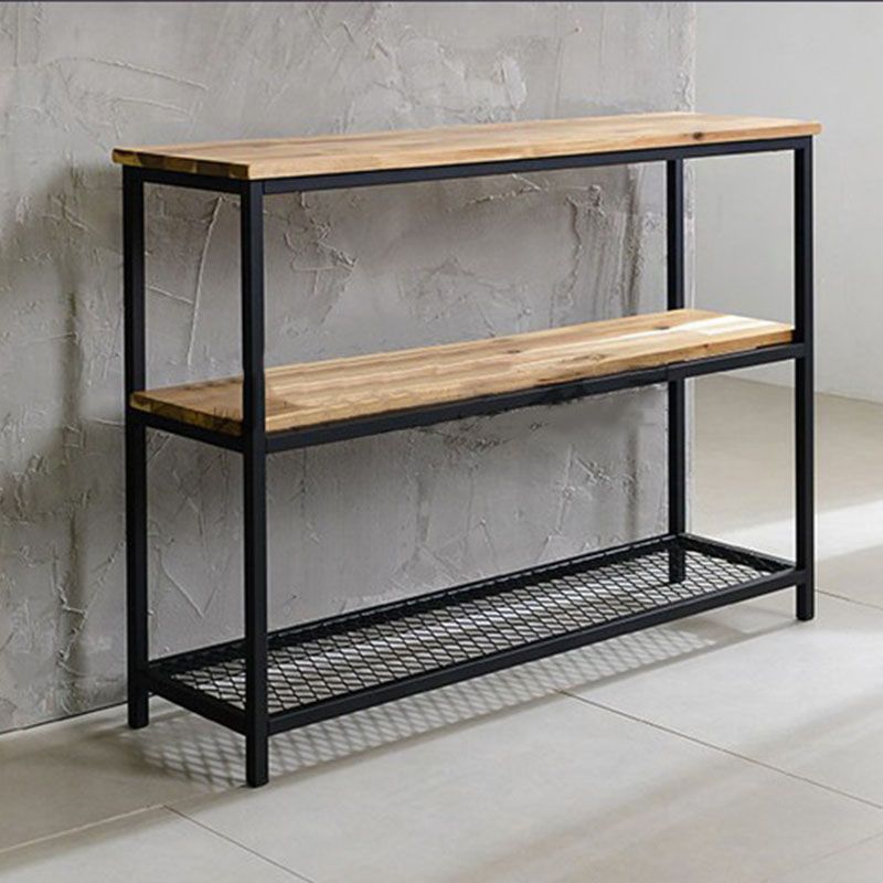 Mid-Century Modern Iron Console Sofa Table Rectangle Pine End Table for Hall