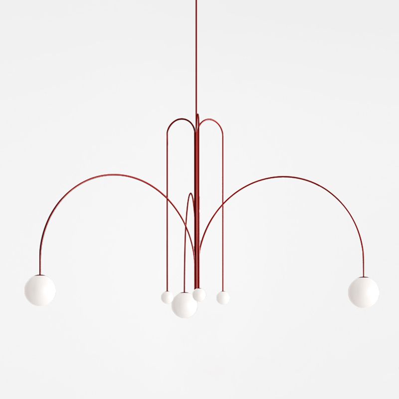 Postmodern Unique 6 Head Chandelier Lighting Fixture Red Chandelier Light for Sitting Room