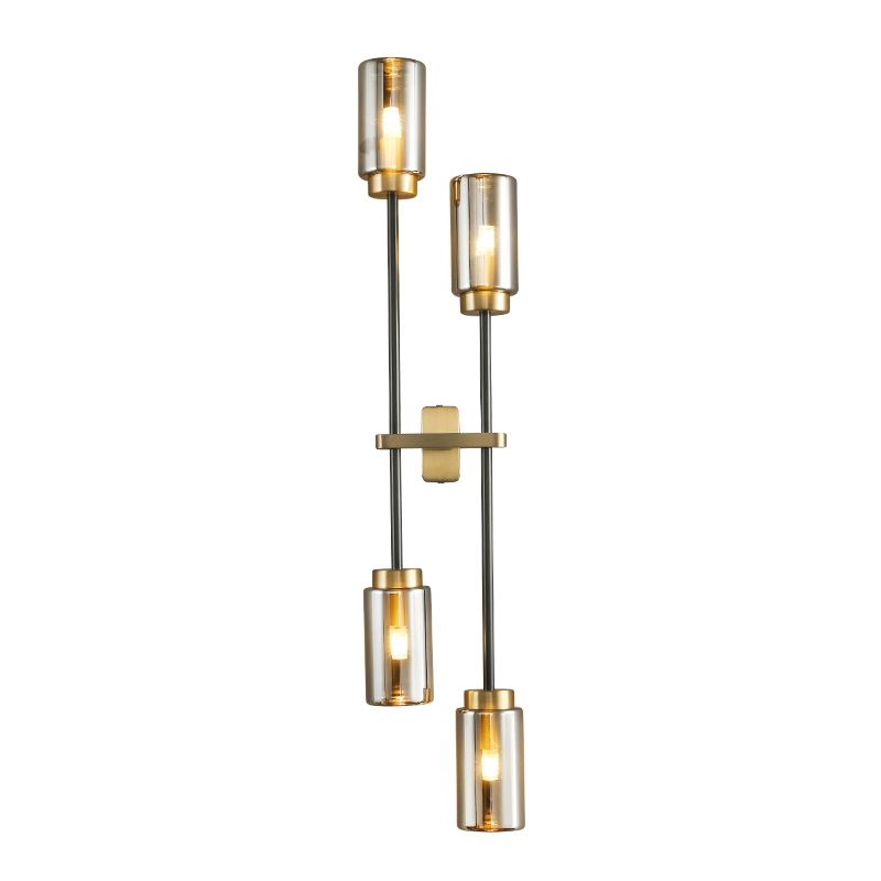 Noordse buisvormige wand sconce verlichting glazen slaapkamer wandlicht sconce in rookgrijs