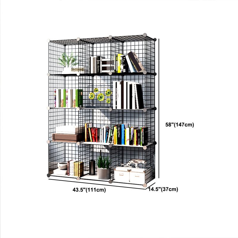 Contemporary Metal Bookcase Closed Back Bookshelf for Living Room