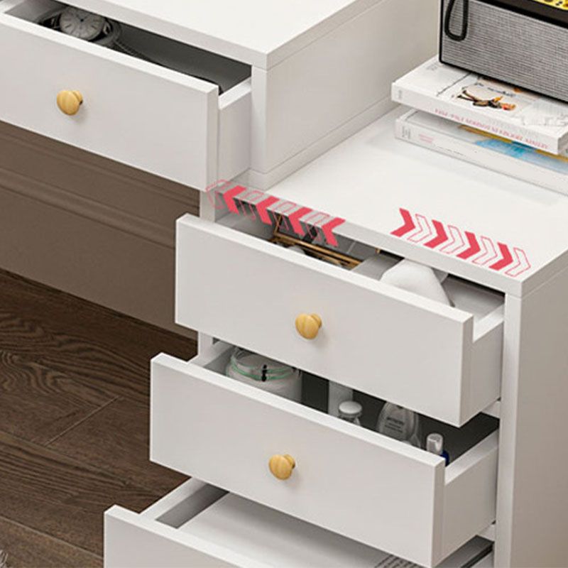 Wood and Metal Vanity Table with Stool Accent 5/6 Drawers Makeup Desk