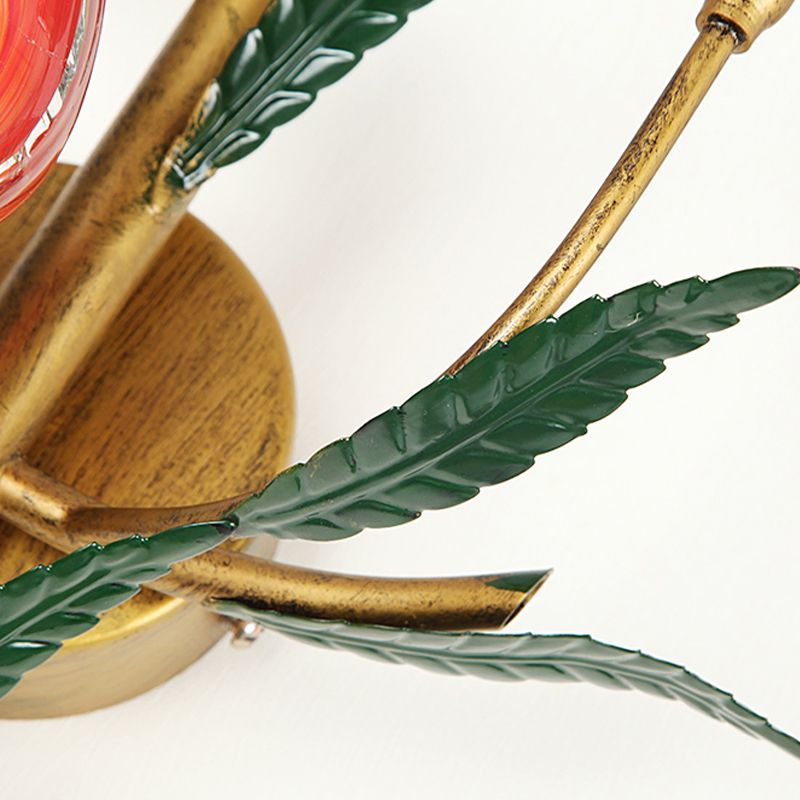 3-Light Wall Lighting Retro Stylish Gradient Pink/Red Glass Tulip Sconce Ideas for Living Room