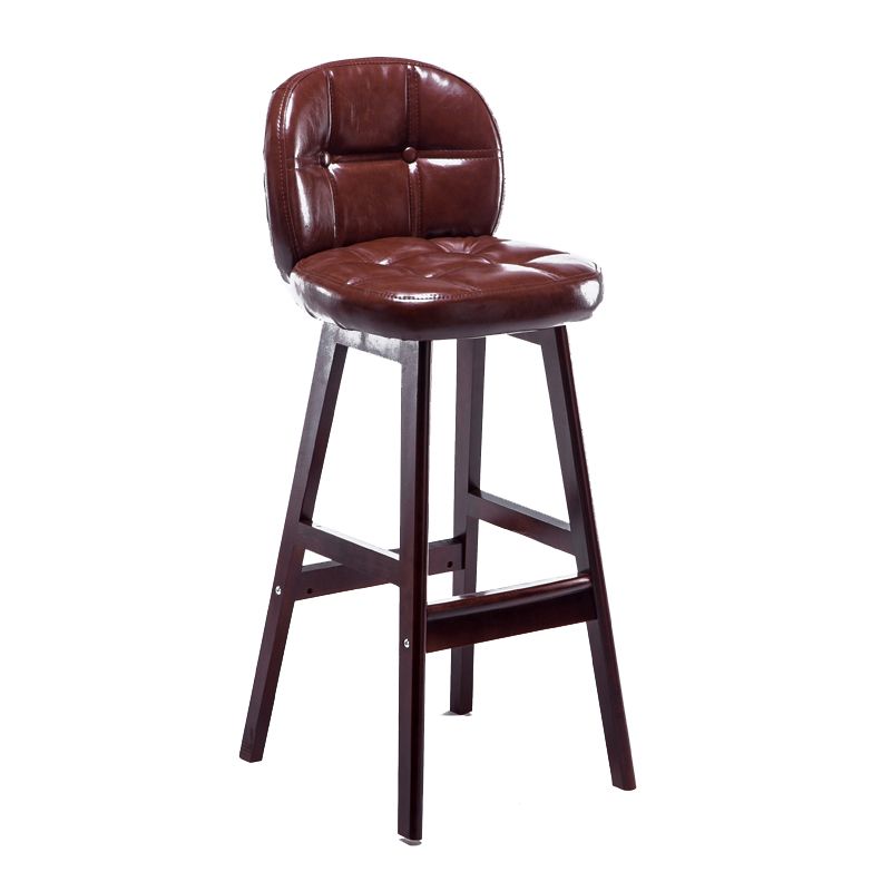 Modern Backrest Armless Counter Stool Wood Bar Stool with Pedal and Cushion