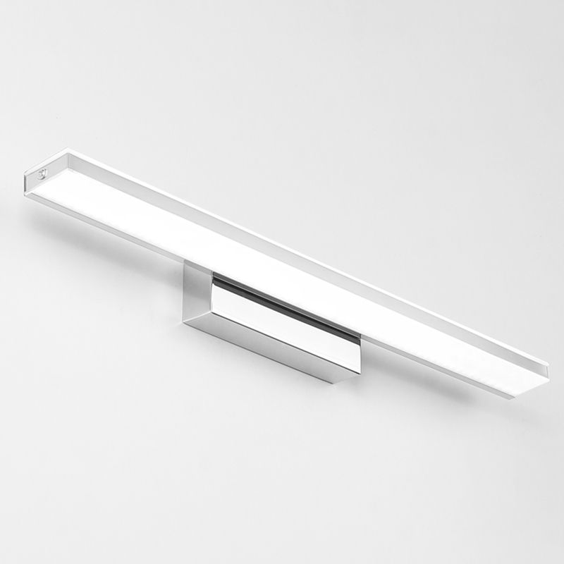 Metal 1-Light Linear Shade Wall Sconce Modern Style Mirror Wall Lighting in Silver