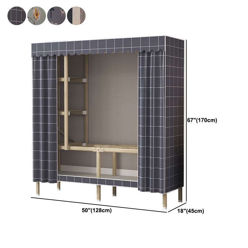 Contemporary Style Metal Wardrobe Cloth Rod Included Wardrobe Closet