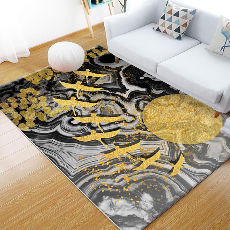 Tapis moderne à blocs de couleurs, en Polyester bleu, antidérapant, facile d'entretien, pour la décoration de la maison