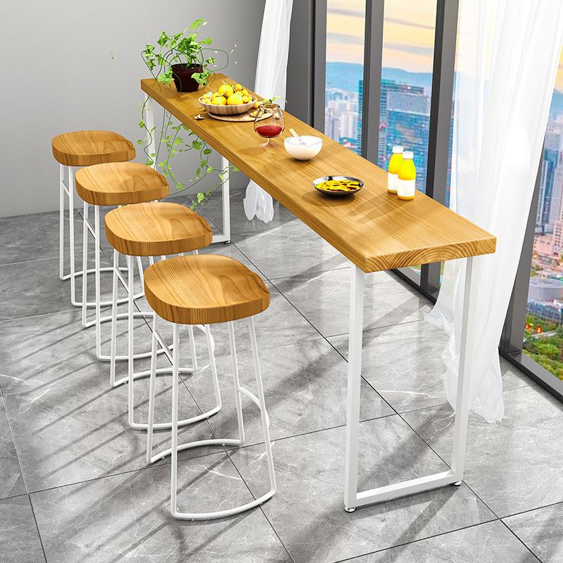 Modern 1/5/9 Pieces Bar Table Set Rectangle Pine Wood Counter Table for Balcony