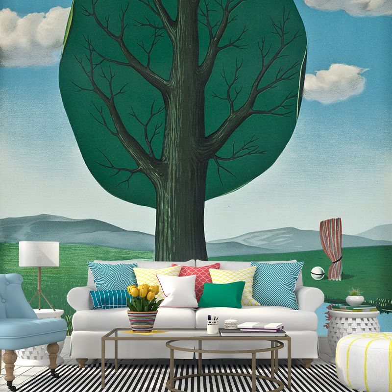 Rene Magritte the Giant Murals Wallpaper Blue-Green Bedroom Wall Art, Made to Measure