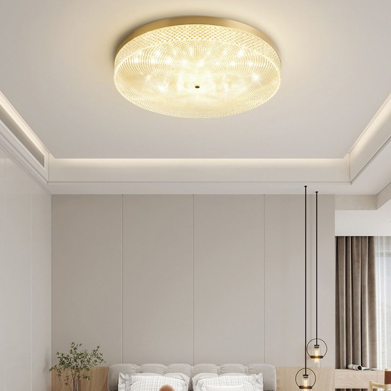 Modern Flush Light Round Ceiling Lighting with Brass and Acrylic for Bedroom