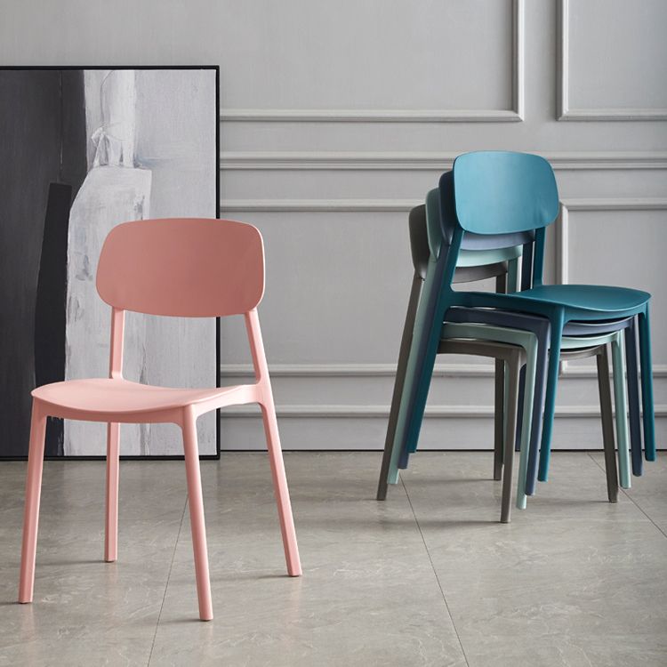 Scandinavian Stackable Armless Dining Chairs Plastic Open Back Side Chair (Set of 4)