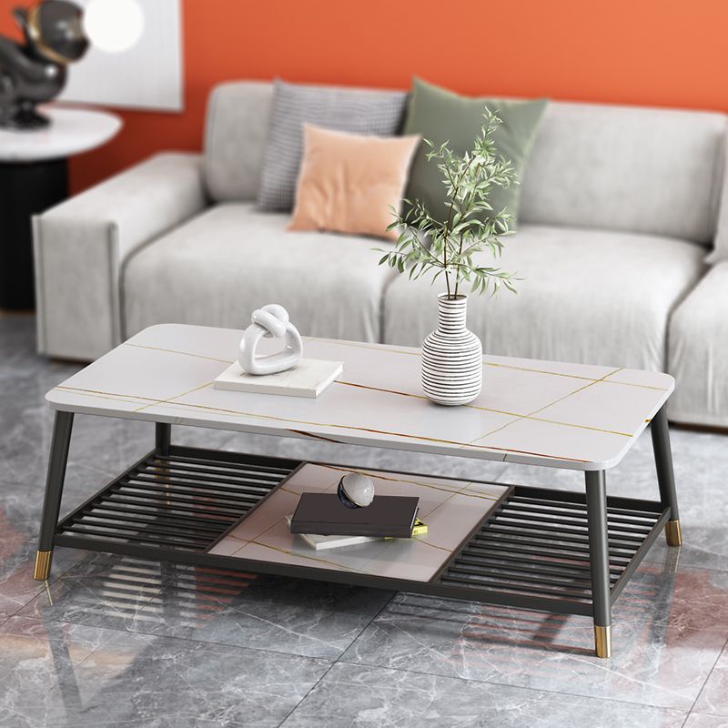 Glam Frame Coffee Table Slate Rectangular Coffee Table for Living Room