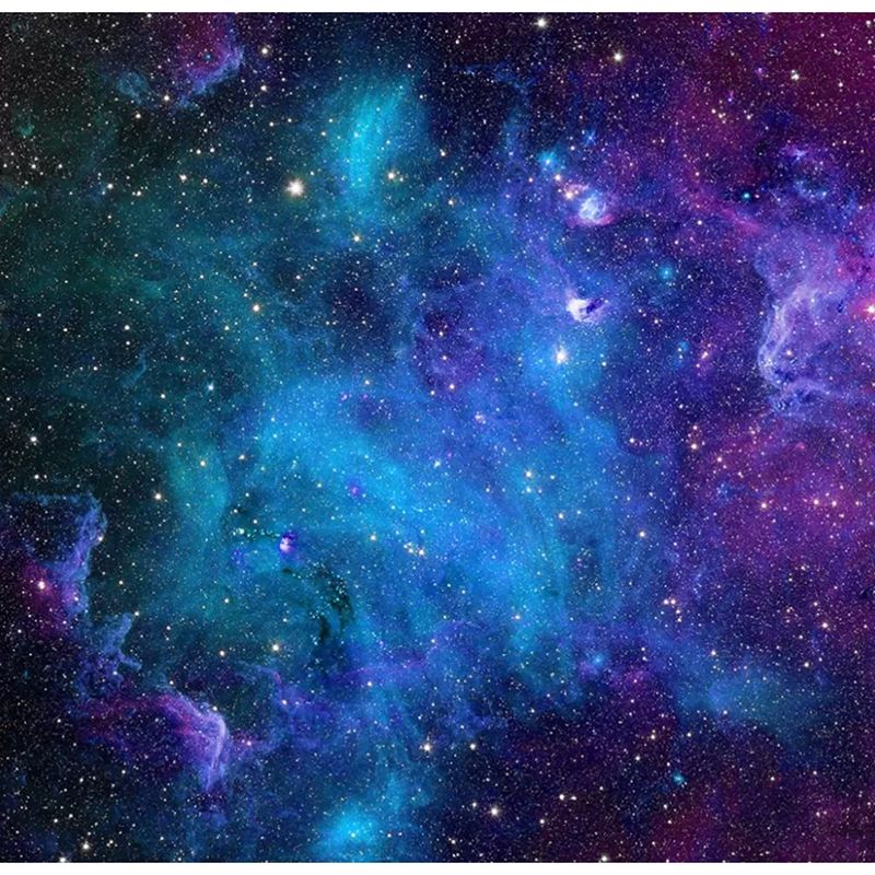 Big Luminous Galaxy Mural Wallpaper in Blue and Purple Non-Woven Fabric Wall Art for Home Decor, Made to Measure