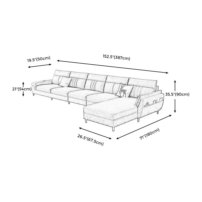 Square Arm Dark Gray Cushion Back Storage Stain-Resistant Sofa