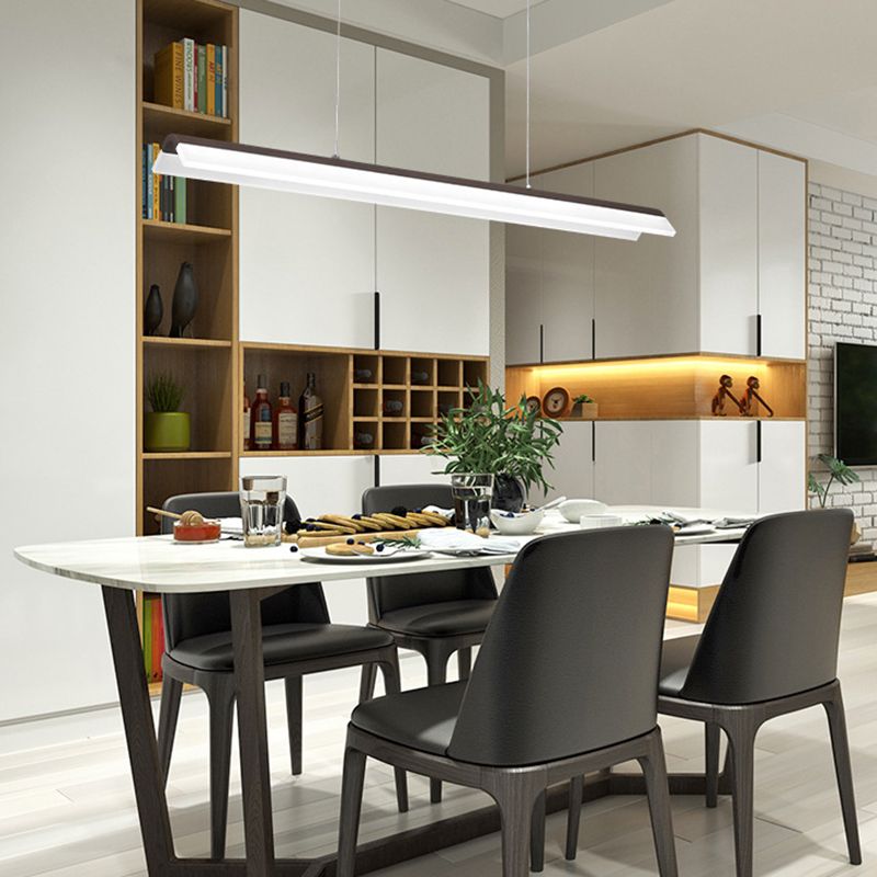 Éclairage de suspension en métal minimaliste en forme de bande LED Éclairage pour salle à manger