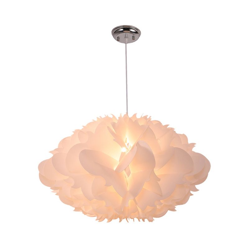 Cloud Hanging Ceiling Light Art Deco Acrylic 1 Light White Suspension Light for Dining Room, 16"/23.5" Wide