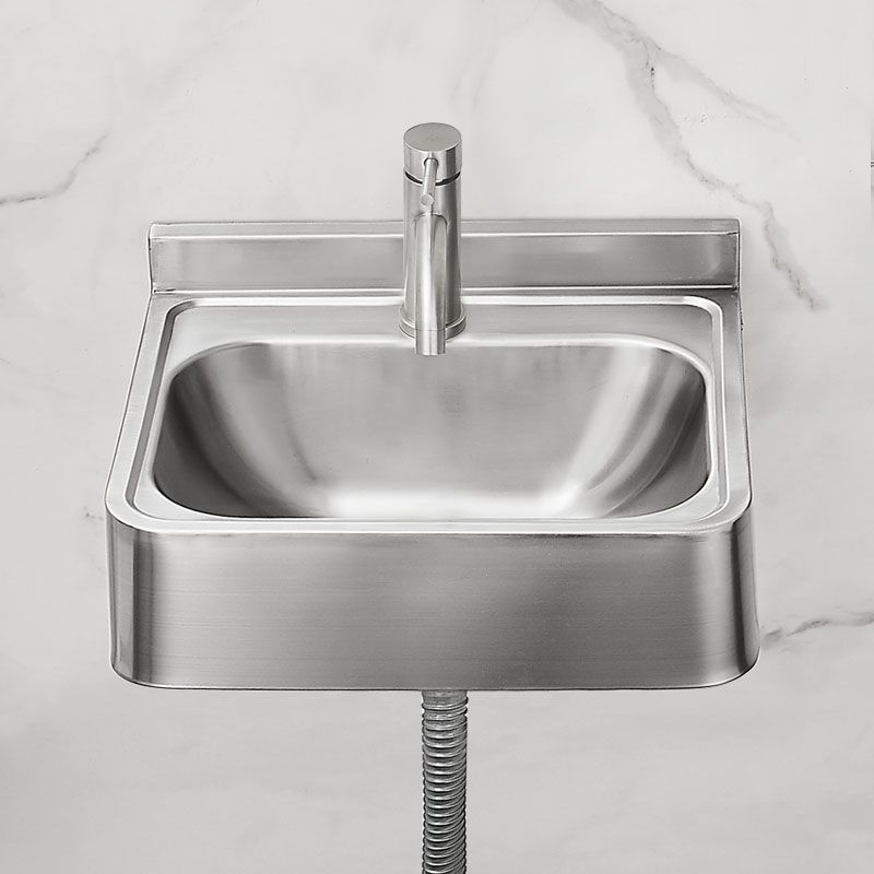 Contemporary Bathroom Sink with Pop-Up Drain Rectangular Metal Wall Mount Bathroom Sink