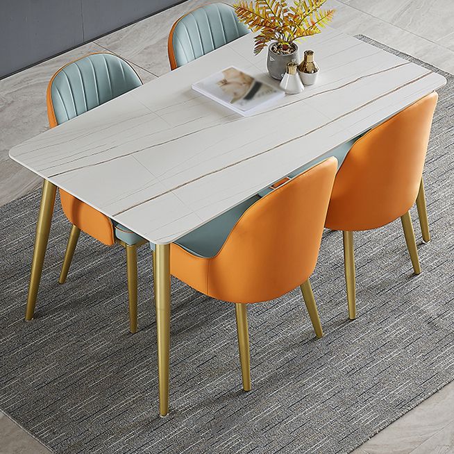 Metal and Slate Rectangular Table Glam Style Home Dining Table