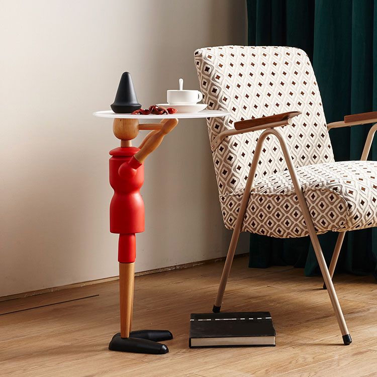 Solid Wood Accent Side Table Table Abstract Side End Snack Table