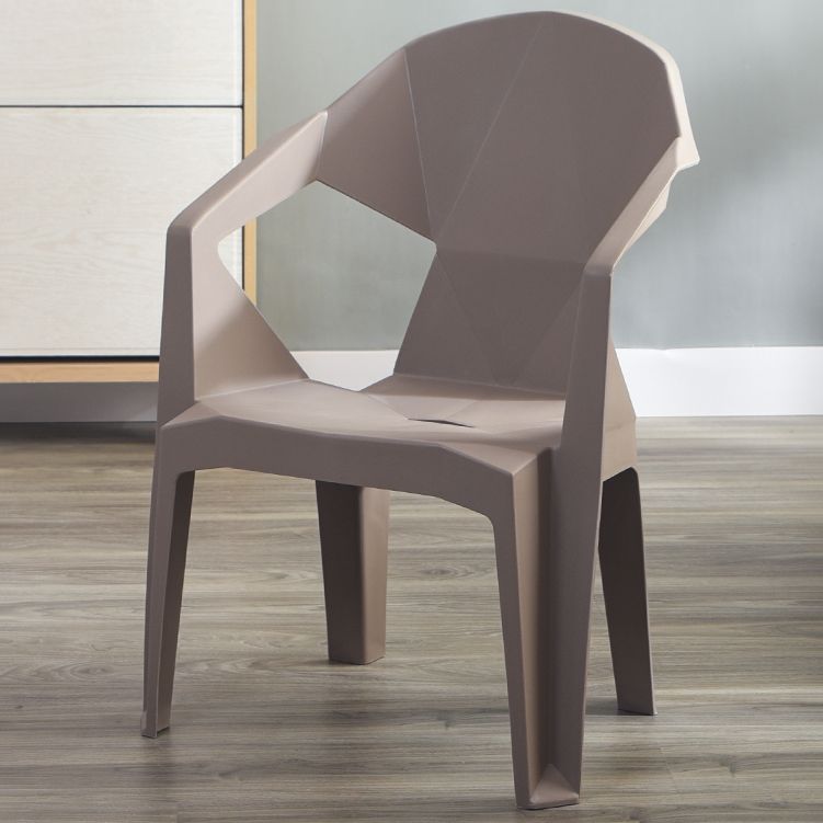 Contemporary Style Stacking Dining Chair Slat Back Plastic Dining Arm Chairs