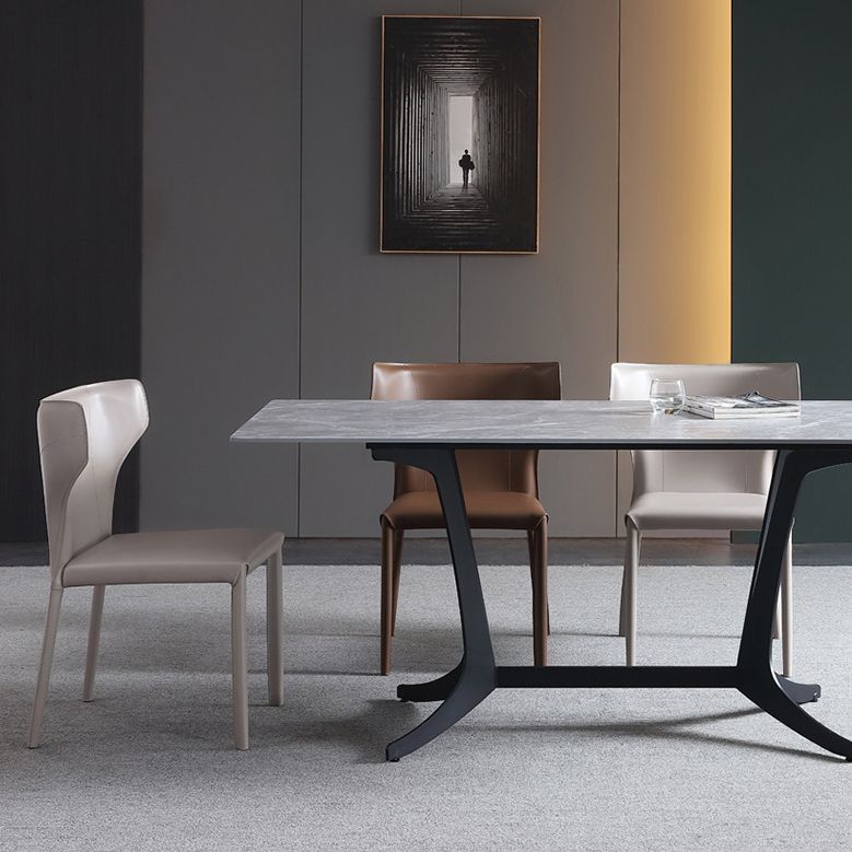 Modern Style Leather Dining Side Chair Wingback Side Armless Chair for Restaurant Use