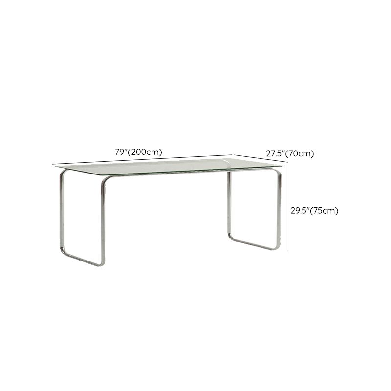 Glass Modern Style Writing Desk Rectangular Shape Task Table with 2-Legs for Home