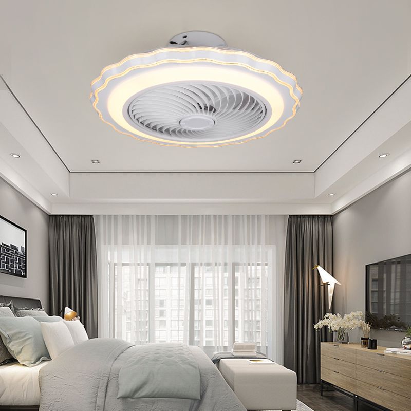 Children's Bedroom Fan Lamp Minimalist LED Semi Flush Mount Ceiling Light