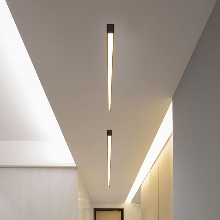 Modern Metal Flush Mount Linear Shape Ceiling Lamp with Acrylic Shade for Living Room