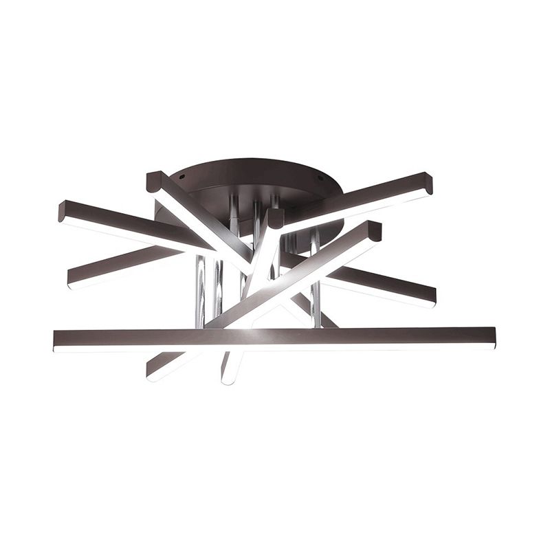 Contemporary Stick Flush Mount Light Aluminum Bedroom LED Semi Flush Ceiling Light in Black