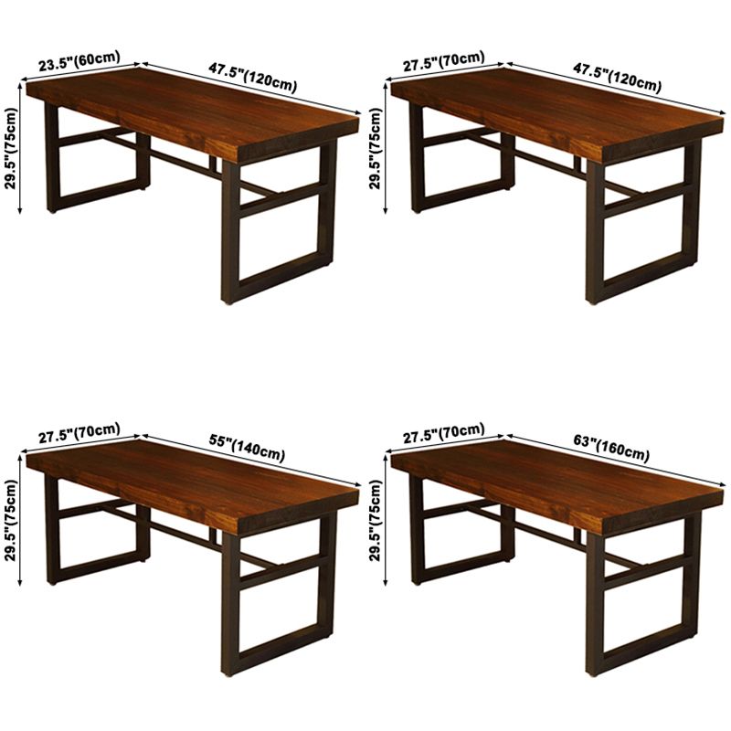 Industrial Style Solid Wood Dining Table Brown Rectangle Table with Trestle Base for Dinning Room