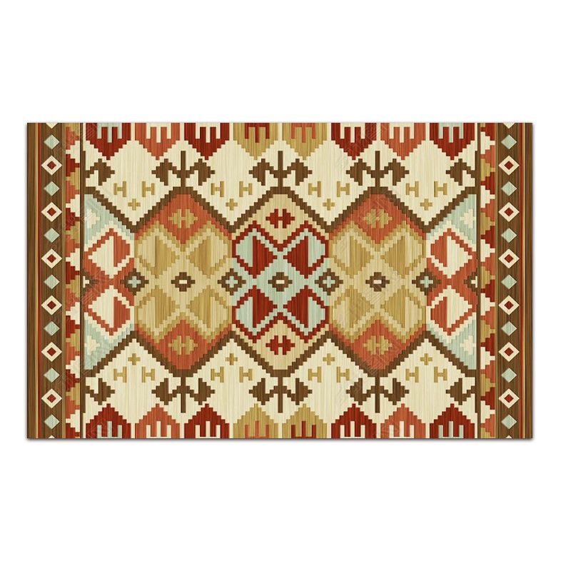Multicolor Carpet Retro Tribal Symbols Area Rug Polyester Home Decor Rug with Anti-Slip Backing