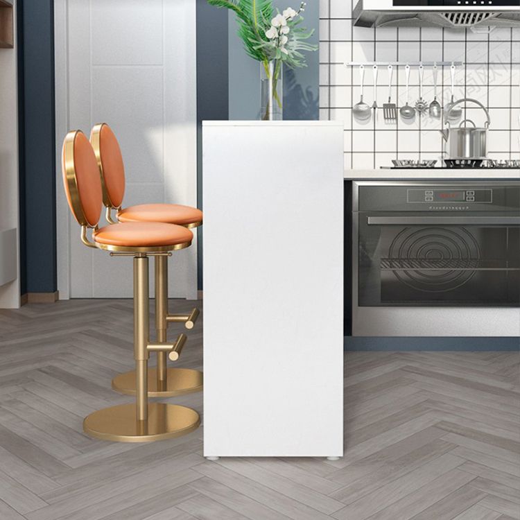 Nordic Adjustable Armless Counter Stool Iron Base Bar Stool with Leather Cushion