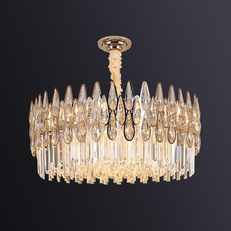 Eigentijdse ronde hanglamp lichte armatuur kristal woonkamer kroonluchter in helder