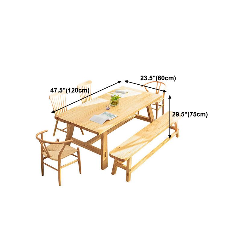 Rectangle Dining Table Contemporary Style Solid Wood Dinner Table for Home Kitchen