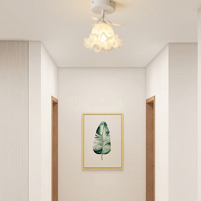 1-Light Ceiling Mount Light Modern Style with Glass Shade for Aisle