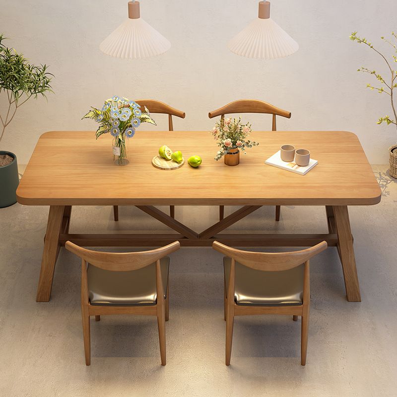 Industrial Dinette Table Solid Wood Rectangle Dinner Table in Brown