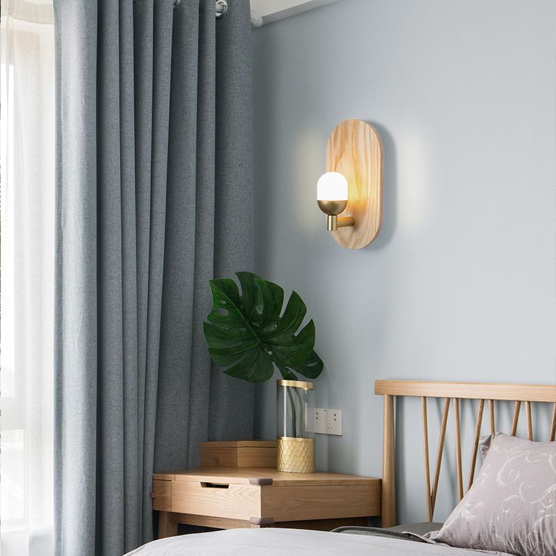 Moderne Holz Wandleuchte Scheuel ohne Pflanzen kreative Glasschattenwandleuchte