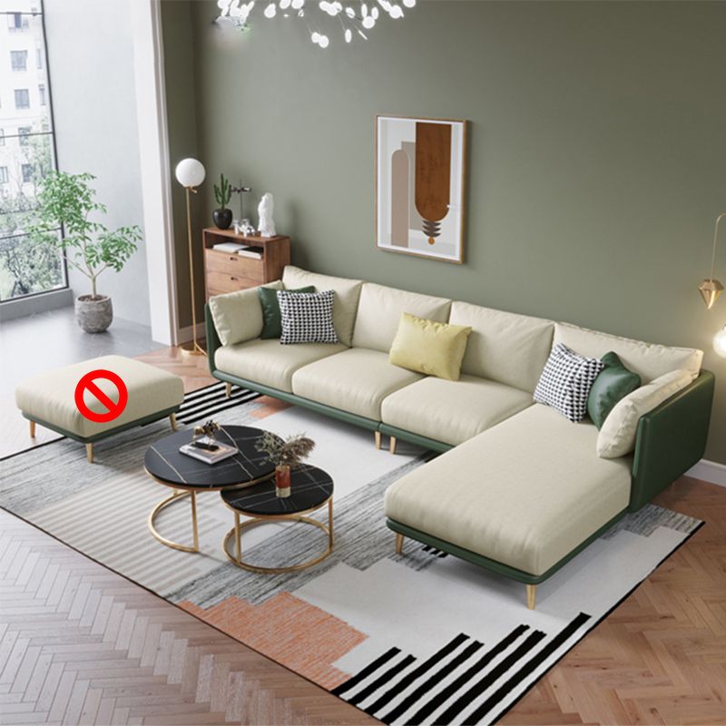 Nordic Square Arm Faux Leather Living Room Pillows Sofa Chaise