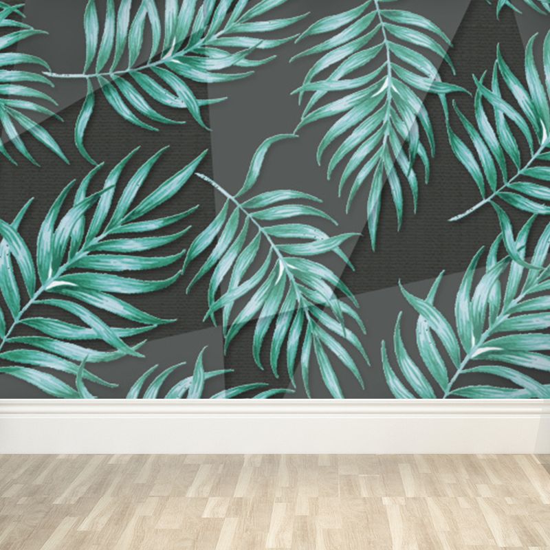 Giant Tropical Mural Wallpaper in Green Palm Leaves Wall Covering, Custom Printed