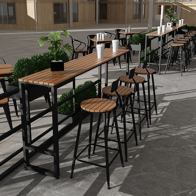 Fuax Wood Industrial Bar Table Rectangle Water Resistant Patio Table