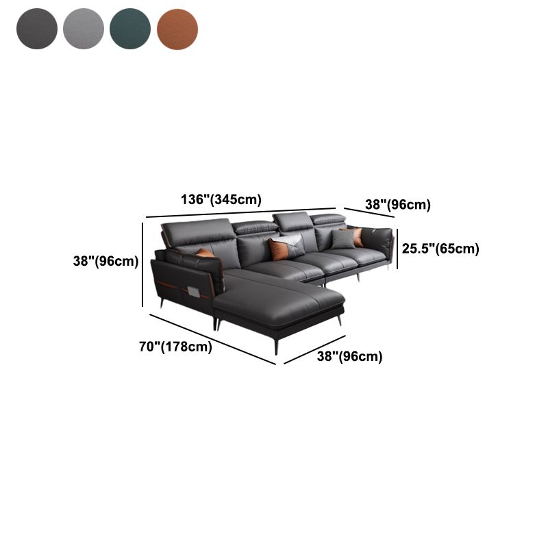 Modern Pillow Top Arm Sectional Sofa 37.8"High Fabric Cushion Back Sofa