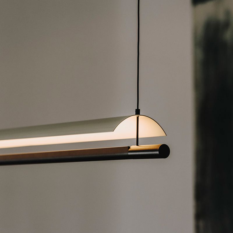 Metal LED Kitchen Island Fixture Contemporary Linear Ceiling Pendant Fixture