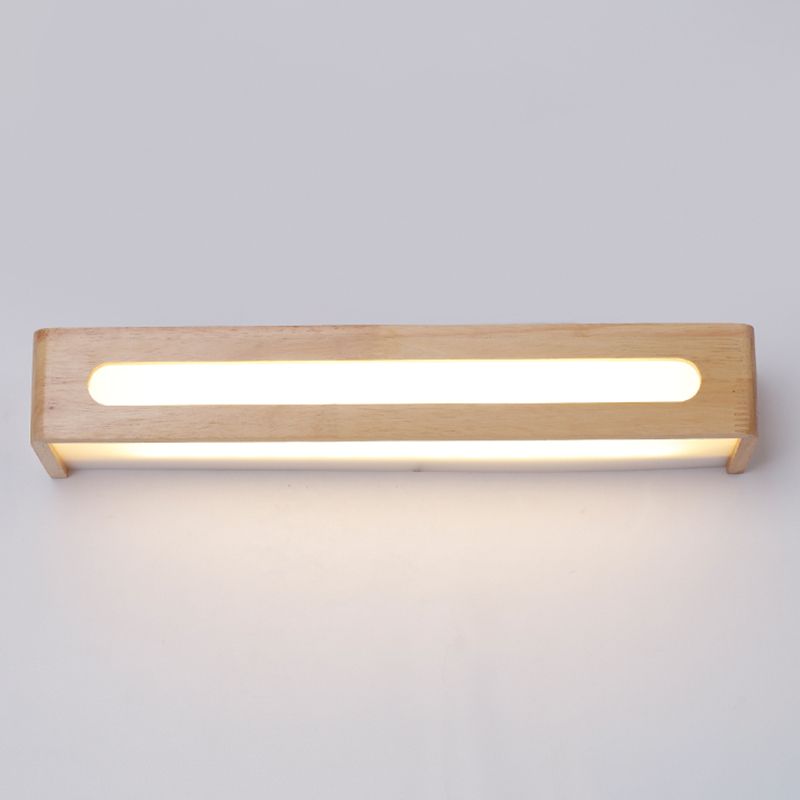 Simplicity Rectangle Vanity Mirror Lights Wood Wall Light Fixtures for Bathroom