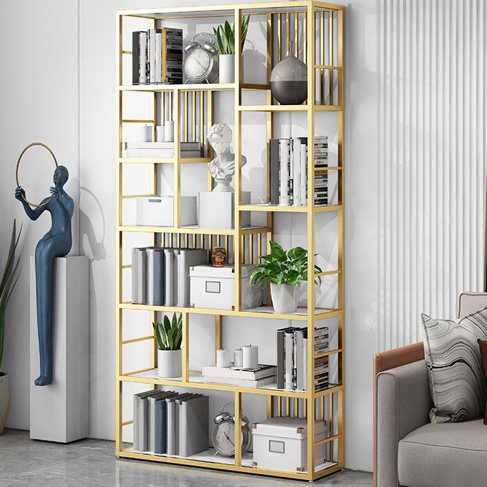 Contemporary 70.87" H Metal Shelf Open Bookcase for Living Room