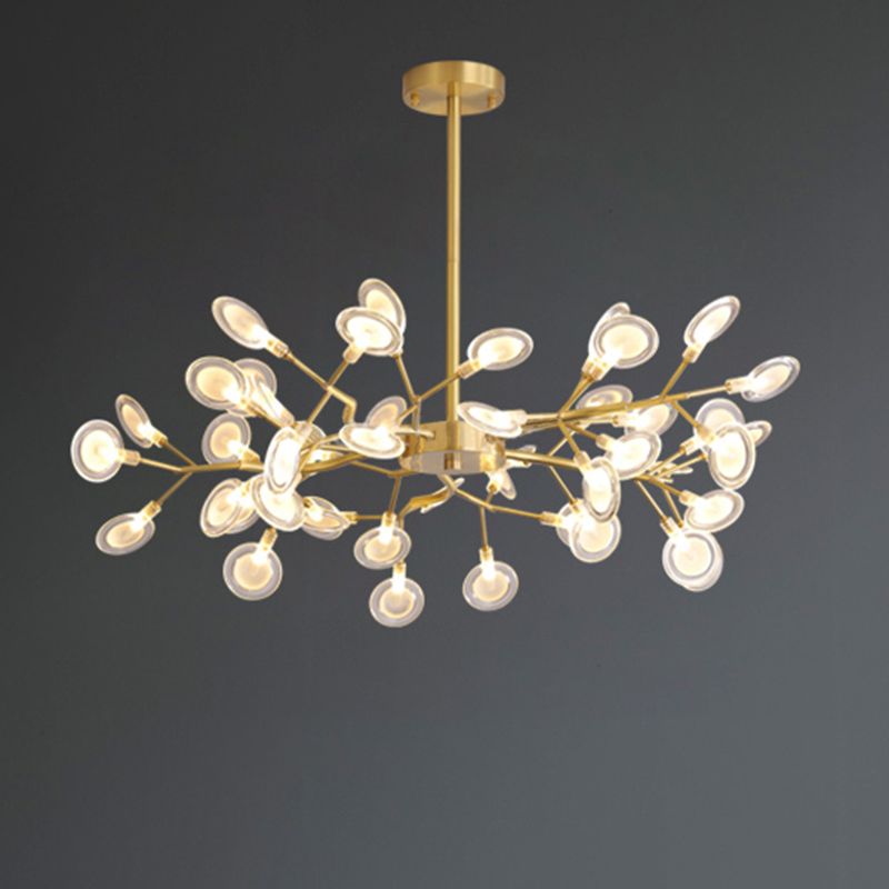 Gold Firefly Adjustable Pendant Light in Modern Luxury Style Copper Sputnik Ceiling Light with Acrylic Shade