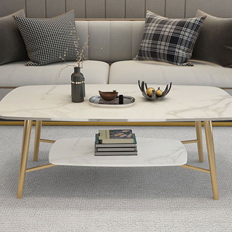 4 Legs Coffee Table Shelf Included Rectangular Cocktail Table